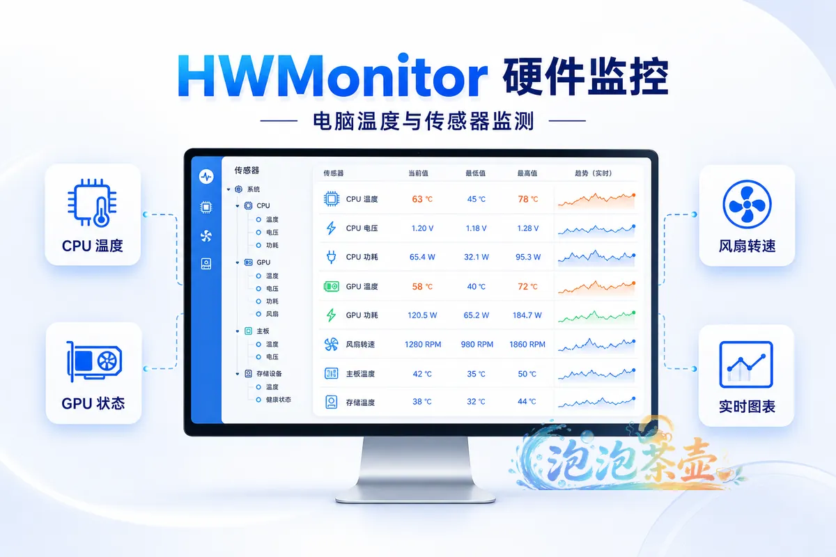 HWMonitor 电脑温度与硬件传感器监控工具封面