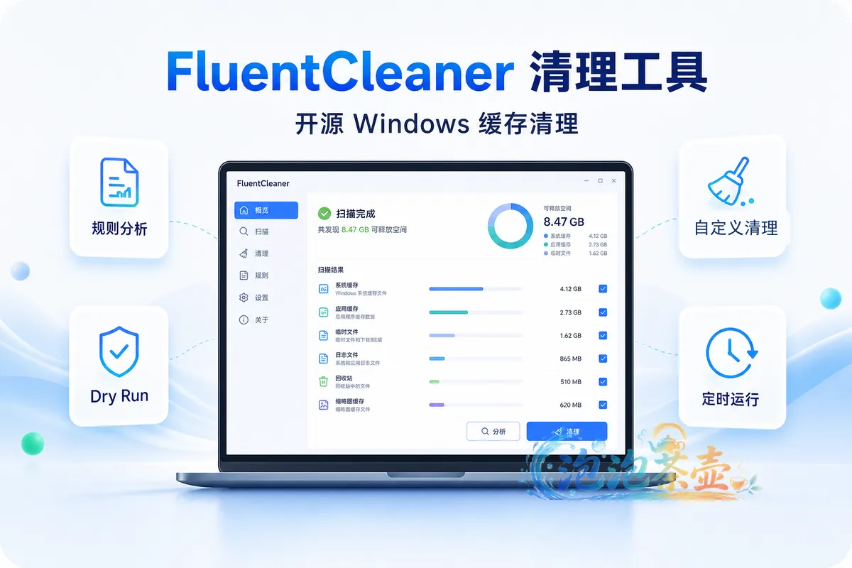 FluentCleaner 开源 Windows 缓存清理工具封面