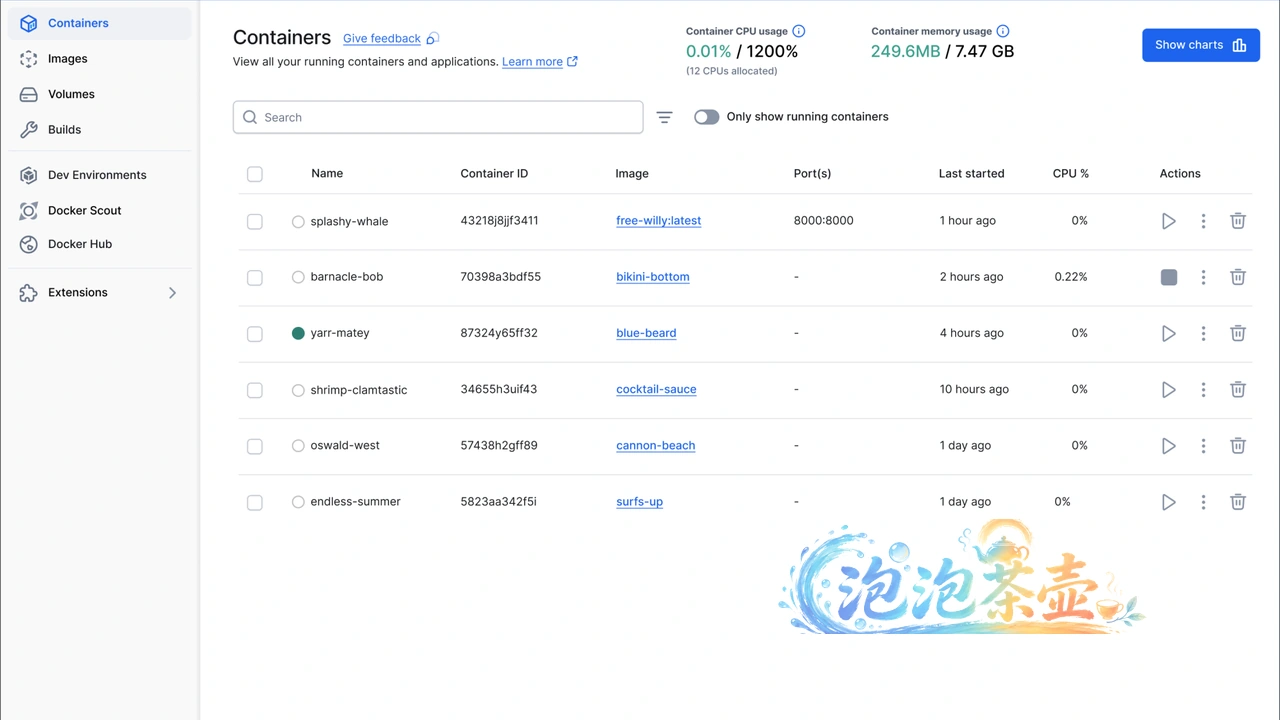 Docker 官方产品页展示的 Docker Desktop 桌面应用界面