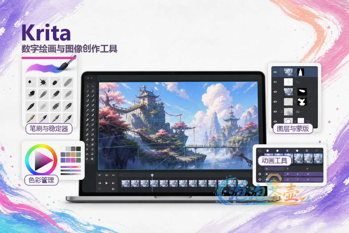 [绘画工具] Krita – 笔刷、图层与色彩管理 | 多平台版