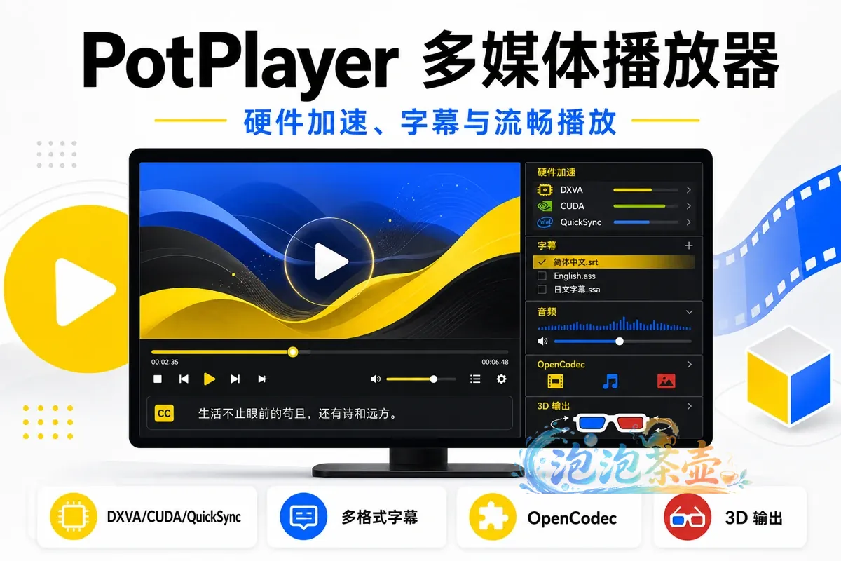 [视频播放器] PotPlayer – 硬件加速与多格式字幕 | Windows版